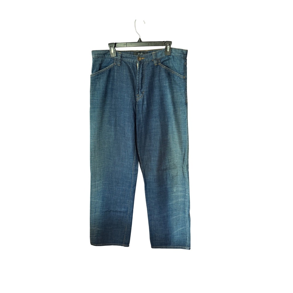 Sean John Jeans 34 Blue Relaxed Straight Leg Embroidered Logo Baggy Y2K Denim